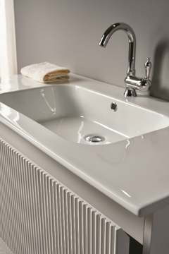 WAVE - Single wall-mounted wooden vanity unit with drawers by Gaia Mobili - view 3